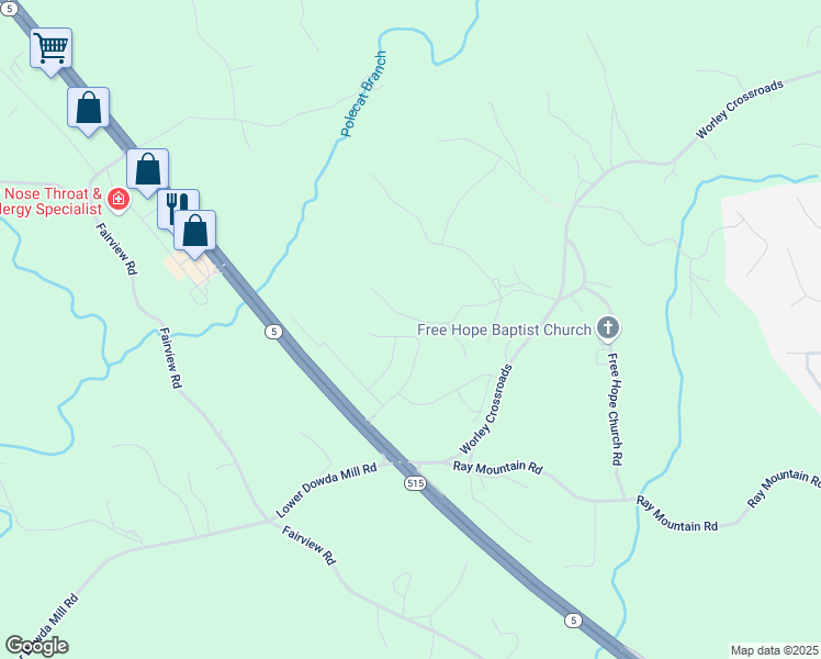 map of restaurants, bars, coffee shops, grocery stores, and more near 258 Kimberleys Crossing in Jasper