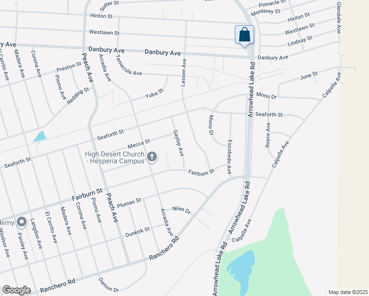 map of restaurants, bars, coffee shops, grocery stores, and more near 7935 Gaylop Avenue in Hesperia