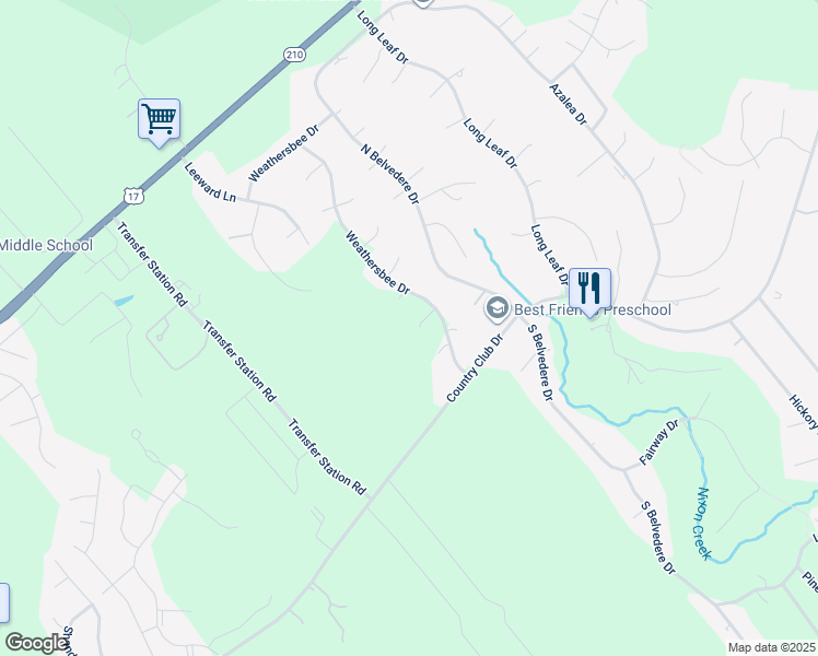 map of restaurants, bars, coffee shops, grocery stores, and more near 106 Emerson Court in Hampstead