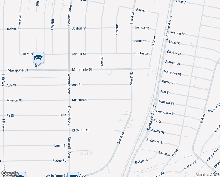 map of restaurants, bars, coffee shops, grocery stores, and more near 16010 Mission Street in Hesperia