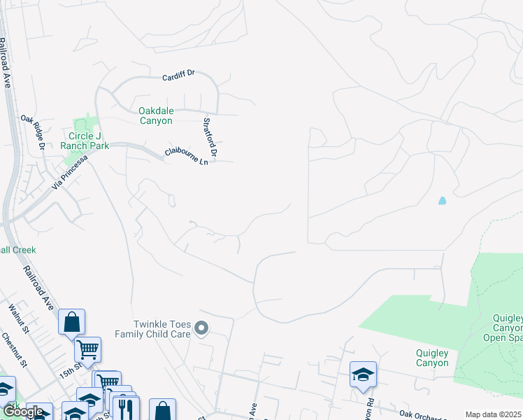 map of restaurants, bars, coffee shops, grocery stores, and more near 22065 Rolling Ridge Drive in Santa Clarita