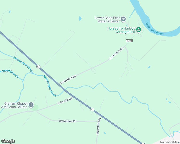 map of restaurants, bars, coffee shops, grocery stores, and more near 344 Locks No 1 Road in Riegelwood