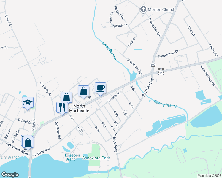 map of restaurants, bars, coffee shops, grocery stores, and more near 811 Welch Street in Hartsville