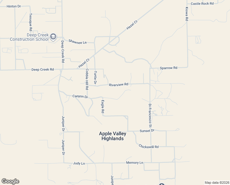 map of restaurants, bars, coffee shops, grocery stores, and more near 20421 Riverview Road in Apple Valley