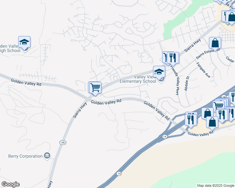 map of restaurants, bars, coffee shops, grocery stores, and more near 19720 Ellis Henry Avenue in Santa Clarita