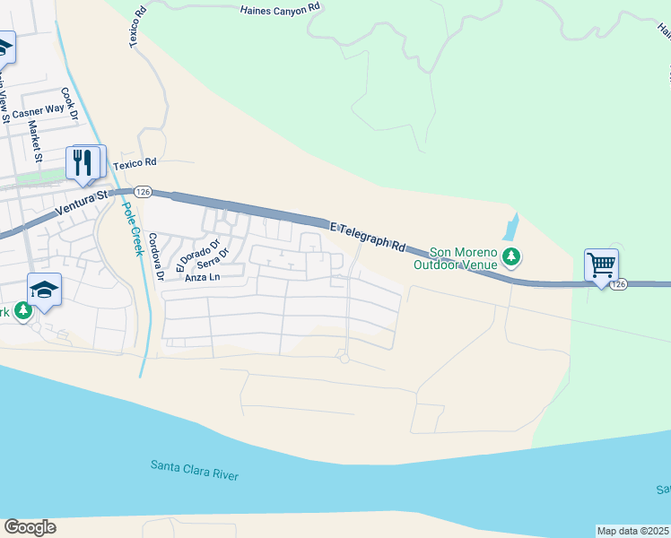 map of restaurants, bars, coffee shops, grocery stores, and more near 394 Water Lily Street in Fillmore