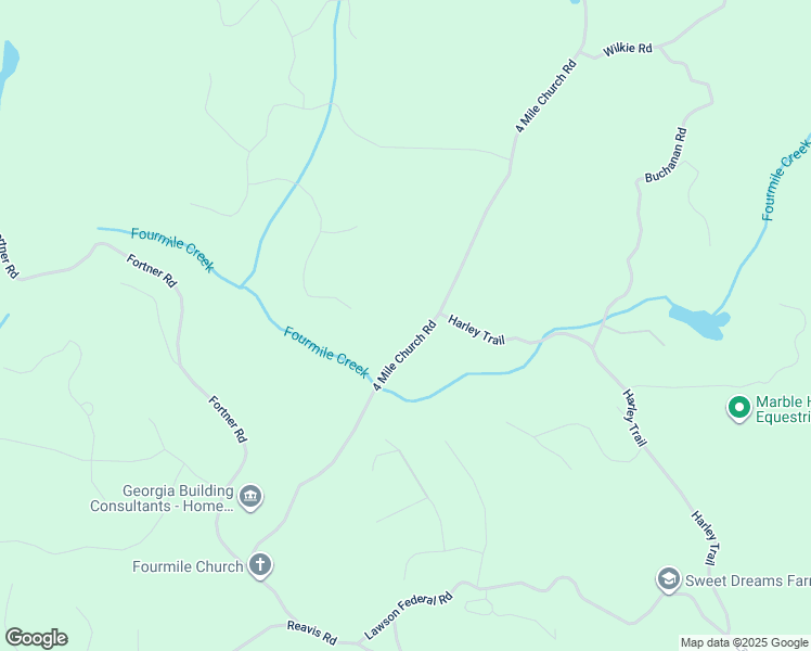 map of restaurants, bars, coffee shops, grocery stores, and more near 1740 4 Mile Church Road in Ball Ground