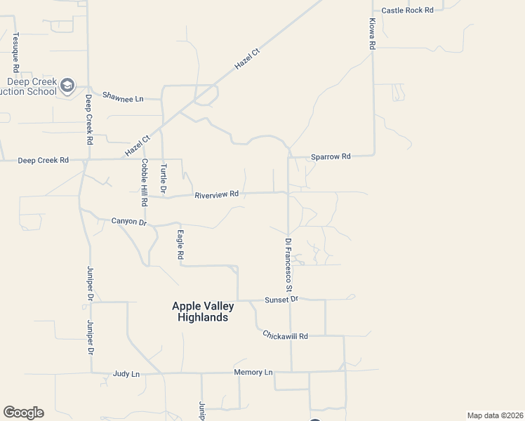 map of restaurants, bars, coffee shops, grocery stores, and more near 20500-20658 Canyon Drive in Apple Valley