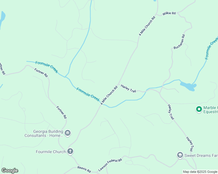 map of restaurants, bars, coffee shops, grocery stores, and more near 1740 4 Mile Church Road in Ball Ground
