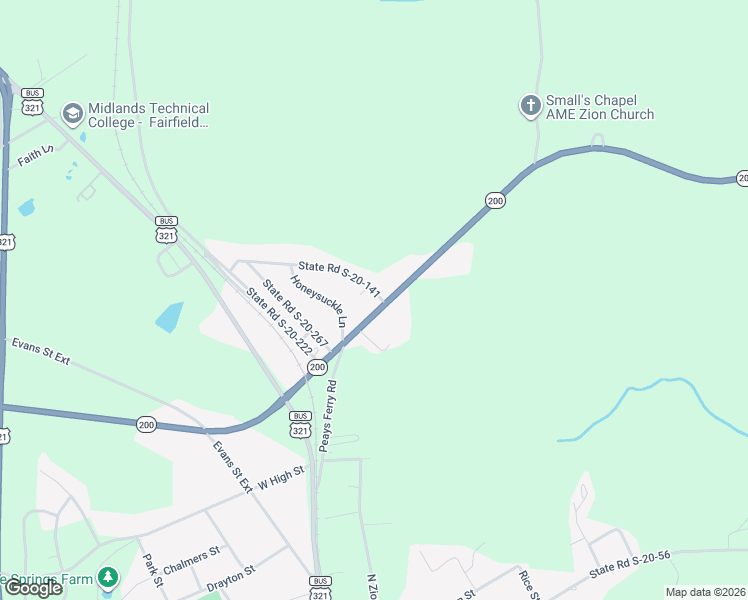 map of restaurants, bars, coffee shops, grocery stores, and more near 8 State Road S-20-141 in Winnsboro