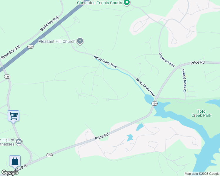 map of restaurants, bars, coffee shops, grocery stores, and more near 38 Chestnut Trail in Dawsonville