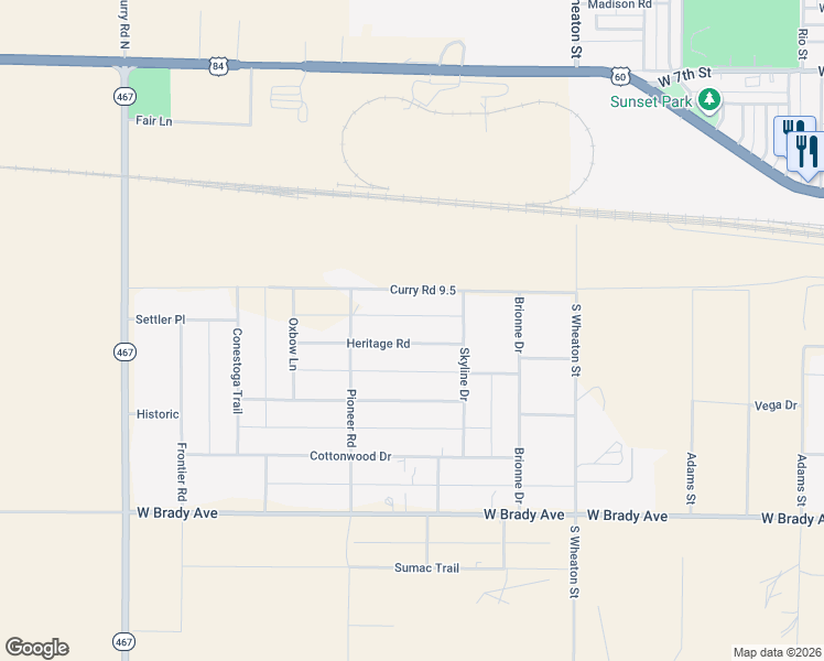 map of restaurants, bars, coffee shops, grocery stores, and more near 3920 Heritage Road in Clovis