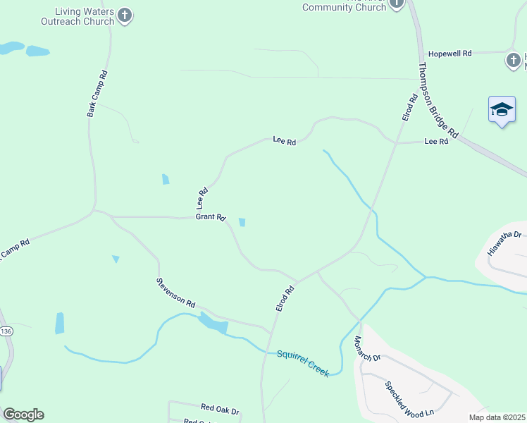 map of restaurants, bars, coffee shops, grocery stores, and more near 5129 Lee Road in Gainesville