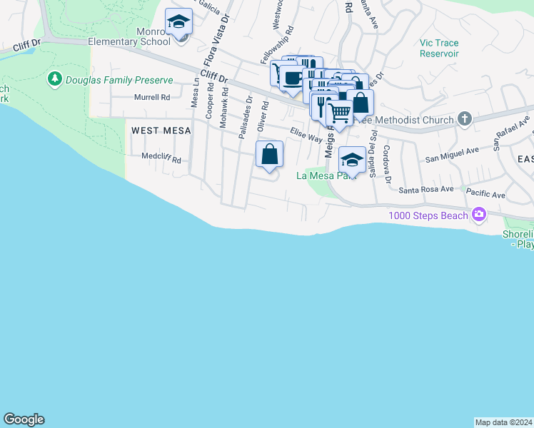 map of restaurants, bars, coffee shops, grocery stores, and more near 2011 Edgewater Way in Santa Barbara