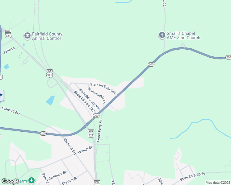 map of restaurants, bars, coffee shops, grocery stores, and more near 8 State Road S-20-141 in Winnsboro