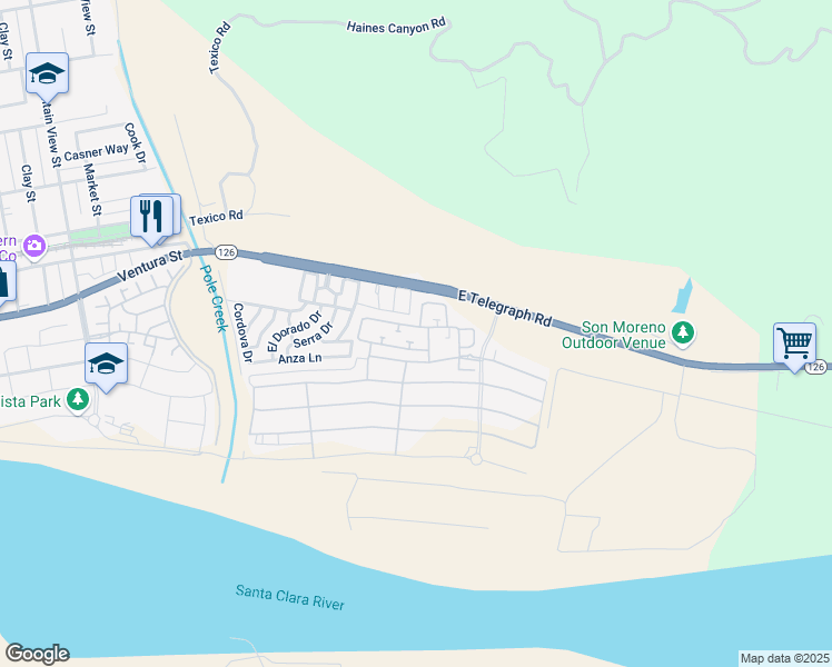 map of restaurants, bars, coffee shops, grocery stores, and more near 314 Hydrangea Street in Fillmore
