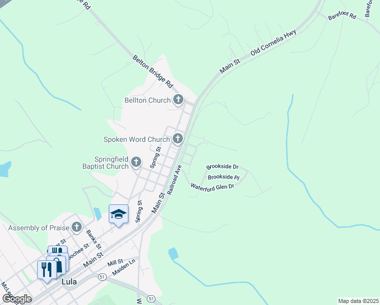 map of restaurants, bars, coffee shops, grocery stores, and more near 108 4th Street in Lula