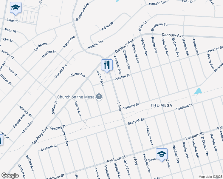map of restaurants, bars, coffee shops, grocery stores, and more near 8006 I Avenue in Hesperia
