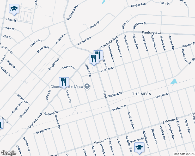 map of restaurants, bars, coffee shops, grocery stores, and more near 8006 I Avenue in Hesperia