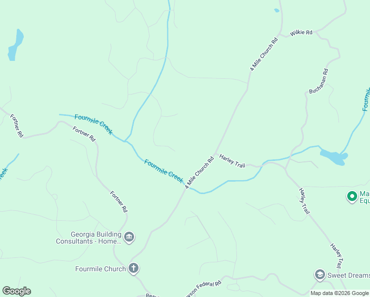 map of restaurants, bars, coffee shops, grocery stores, and more near 1828 4 Mile Church Road in Ball Ground