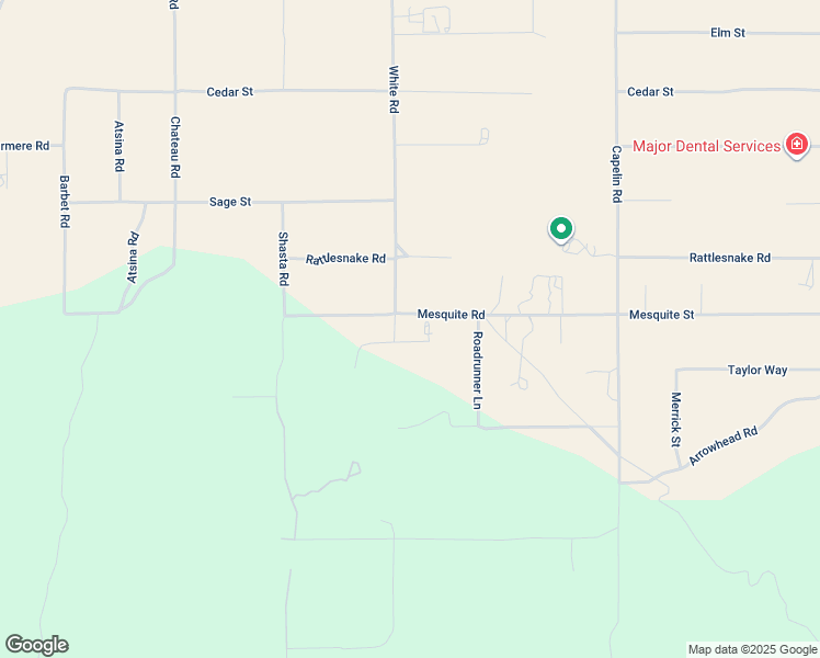 map of restaurants, bars, coffee shops, grocery stores, and more near 8079 White Road in Phelan