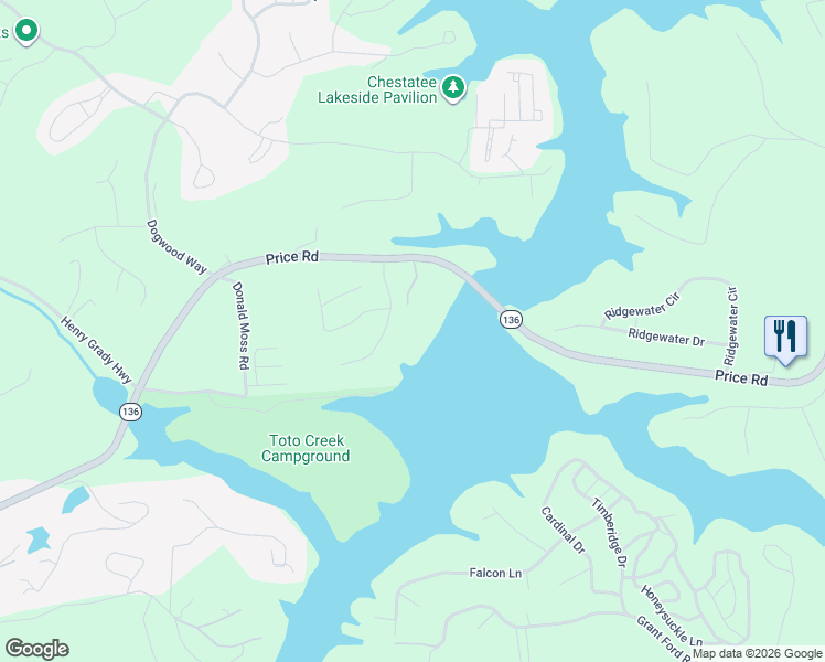 map of restaurants, bars, coffee shops, grocery stores, and more near 118 Via Toscana in Dawsonville