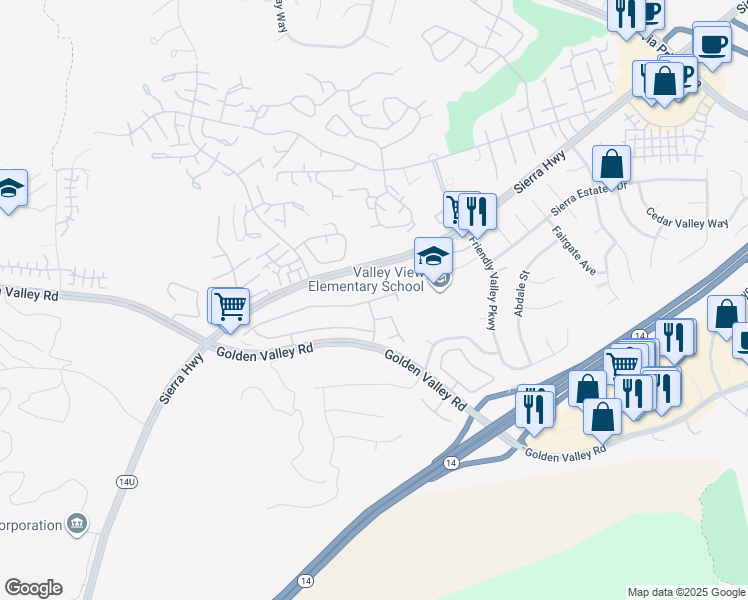 map of restaurants, bars, coffee shops, grocery stores, and more near 19533 Ellis Henry Avenue in Santa Clarita