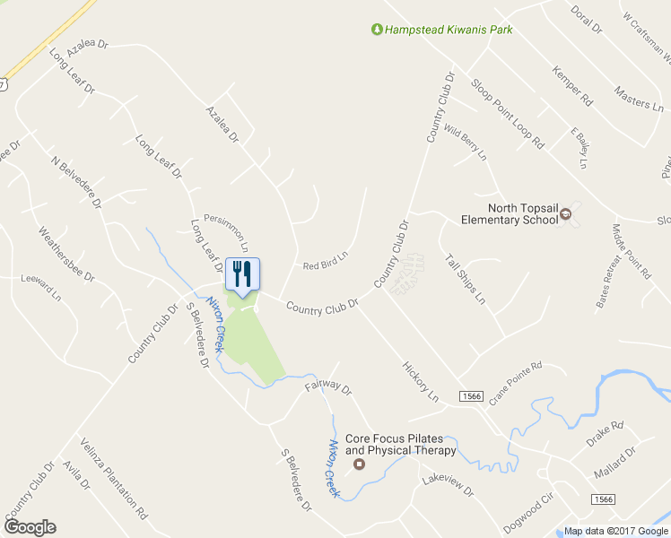 map of restaurants, bars, coffee shops, grocery stores, and more near 116 Red Bird Lane in Hampstead