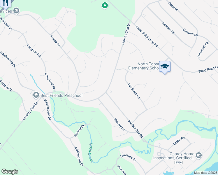 map of restaurants, bars, coffee shops, grocery stores, and more near 2778 Country Club Drive in Hampstead