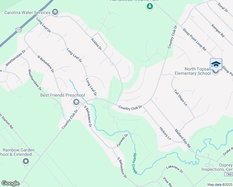 map of restaurants, bars, coffee shops, grocery stores, and more near 728 Azalea Drive in Hampstead
