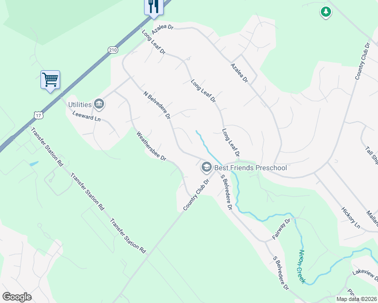 map of restaurants, bars, coffee shops, grocery stores, and more near 429 North Belvedere Drive in Hampstead