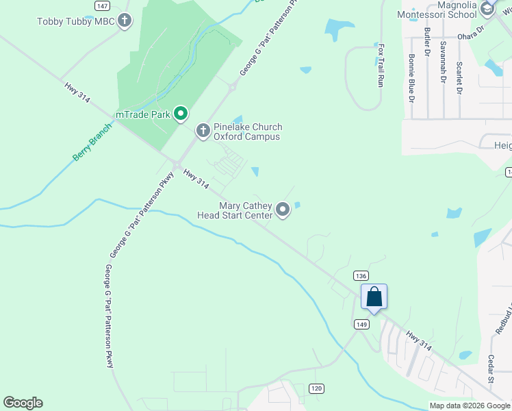 map of restaurants, bars, coffee shops, grocery stores, and more near 286 Old Sardis Road in Oxford