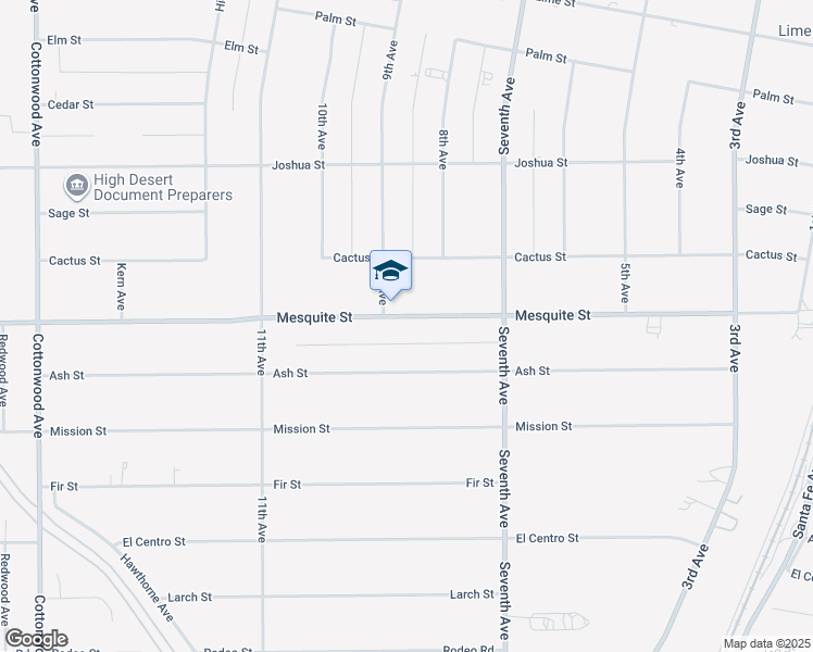 map of restaurants, bars, coffee shops, grocery stores, and more near 15565 Mesquite Street in Hesperia
