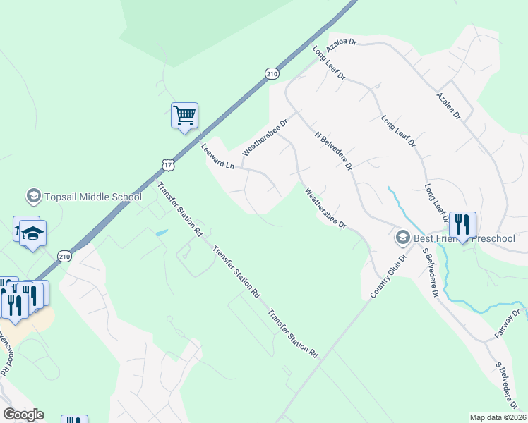 map of restaurants, bars, coffee shops, grocery stores, and more near 109 Mooney Court in Hampstead