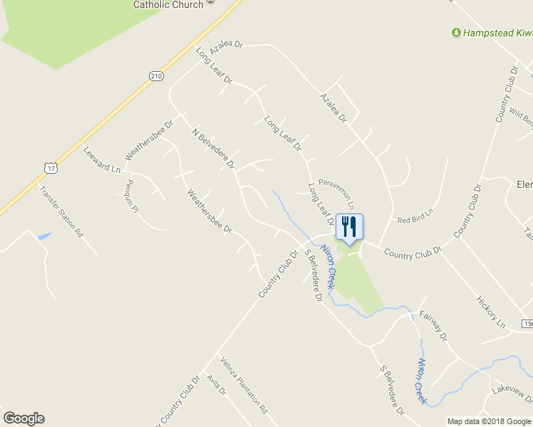 map of restaurants, bars, coffee shops, grocery stores, and more near 122 Southern Magnolia Court in Hampstead
