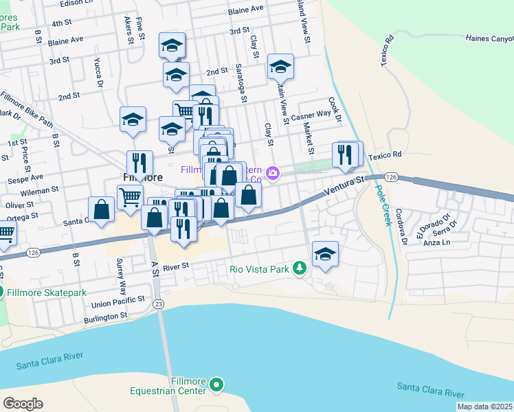 map of restaurants, bars, coffee shops, grocery stores, and more near 227 Saratoga Street in Fillmore