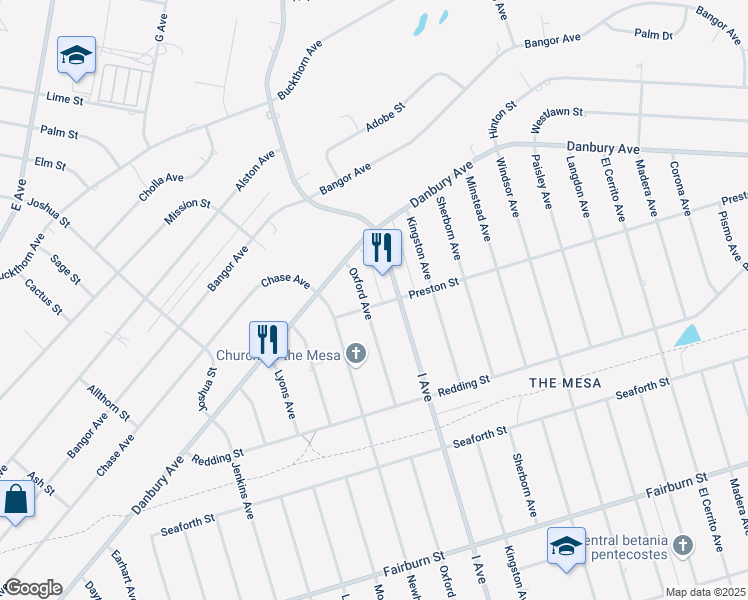 map of restaurants, bars, coffee shops, grocery stores, and more near 8065 Oxford Avenue in Hesperia