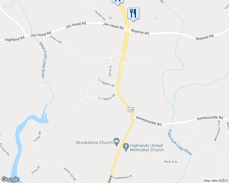 map of restaurants, bars, coffee shops, grocery stores, and more near 3904 C Loggins Road in Gainesville