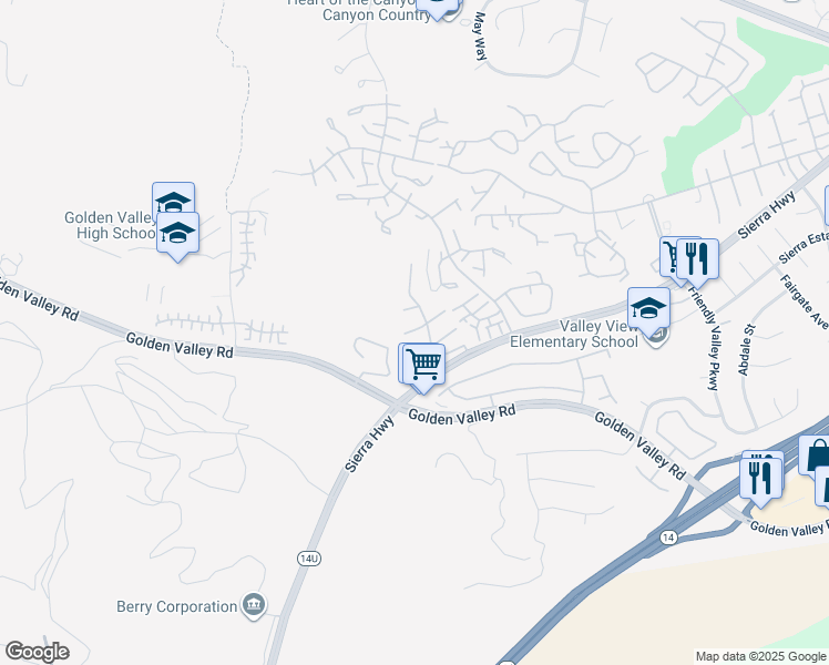 map of restaurants, bars, coffee shops, grocery stores, and more near 19875 Via Kalban in Santa Clarita