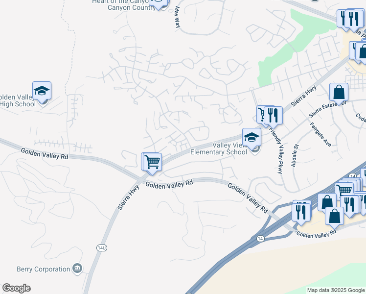 map of restaurants, bars, coffee shops, grocery stores, and more near 19841 Sandpiper Place in Santa Clarita