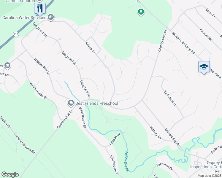 map of restaurants, bars, coffee shops, grocery stores, and more near 97 Red Bird Lane in Hampstead