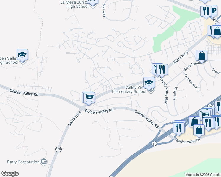 map of restaurants, bars, coffee shops, grocery stores, and more near 19762 Azure Field Drive in Santa Clarita