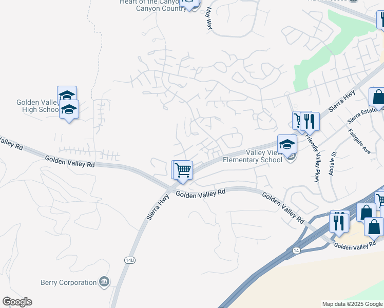 map of restaurants, bars, coffee shops, grocery stores, and more near 19837 Via Ott in Santa Clarita
