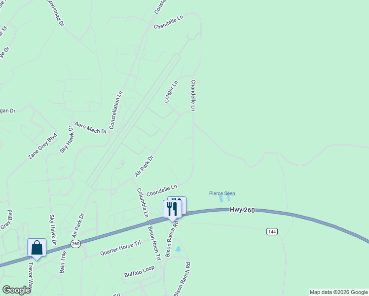 map of restaurants, bars, coffee shops, grocery stores, and more near 2337 Puma Circle in Navajo County