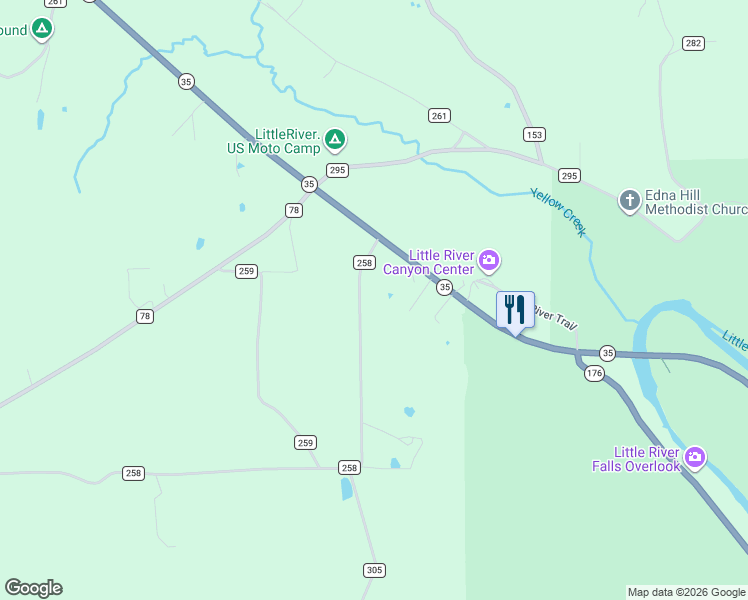map of restaurants, bars, coffee shops, grocery stores, and more near 173 County Road 258 in Fort Payne