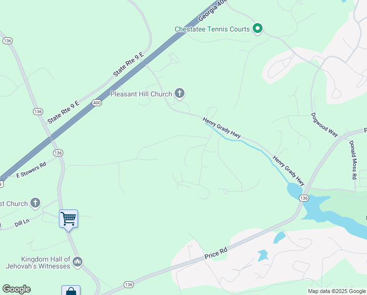 map of restaurants, bars, coffee shops, grocery stores, and more near 100 Plantation Drive in Dawsonville
