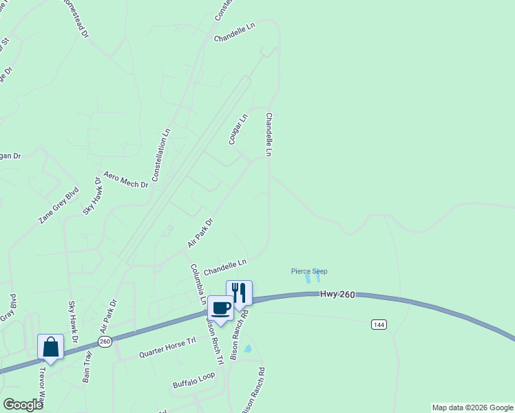 map of restaurants, bars, coffee shops, grocery stores, and more near 2337 Puma Circle in Navajo County