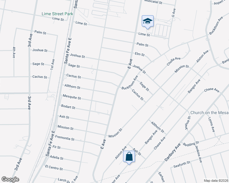 map of restaurants, bars, coffee shops, grocery stores, and more near 8102 E Avenue in Hesperia