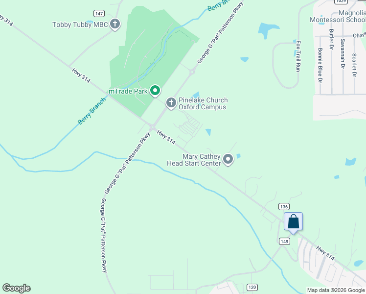 map of restaurants, bars, coffee shops, grocery stores, and more near 286-298 Old Sardis Road in Oxford