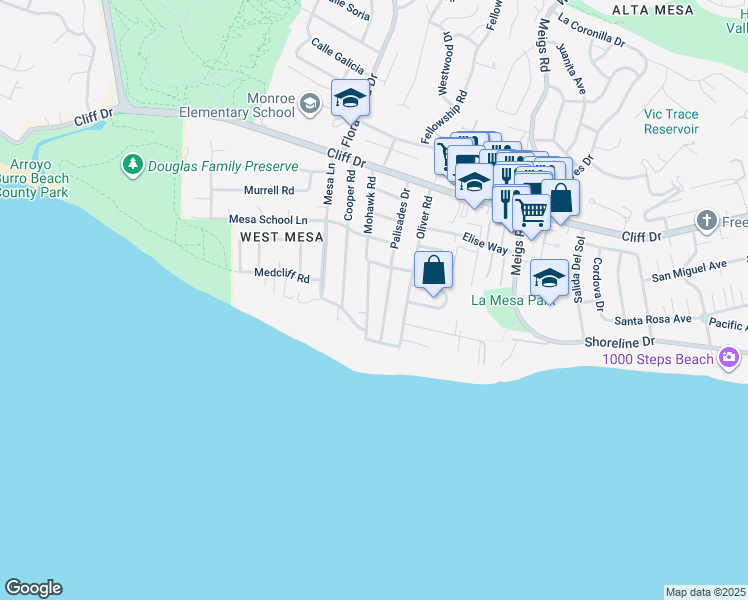 map of restaurants, bars, coffee shops, grocery stores, and more near 126 Mohawk Road in Santa Barbara